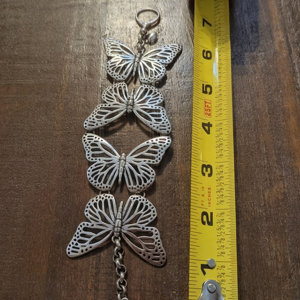 Fossil Stamped Silver Butterfly Bracelet, Toggle Clasp - Picture 3 of 5